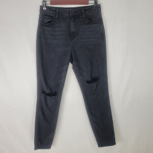 Cello Jeans Juniors 5 Black High Rise Womens Skinny Leg Distressed Denim 28x26.5